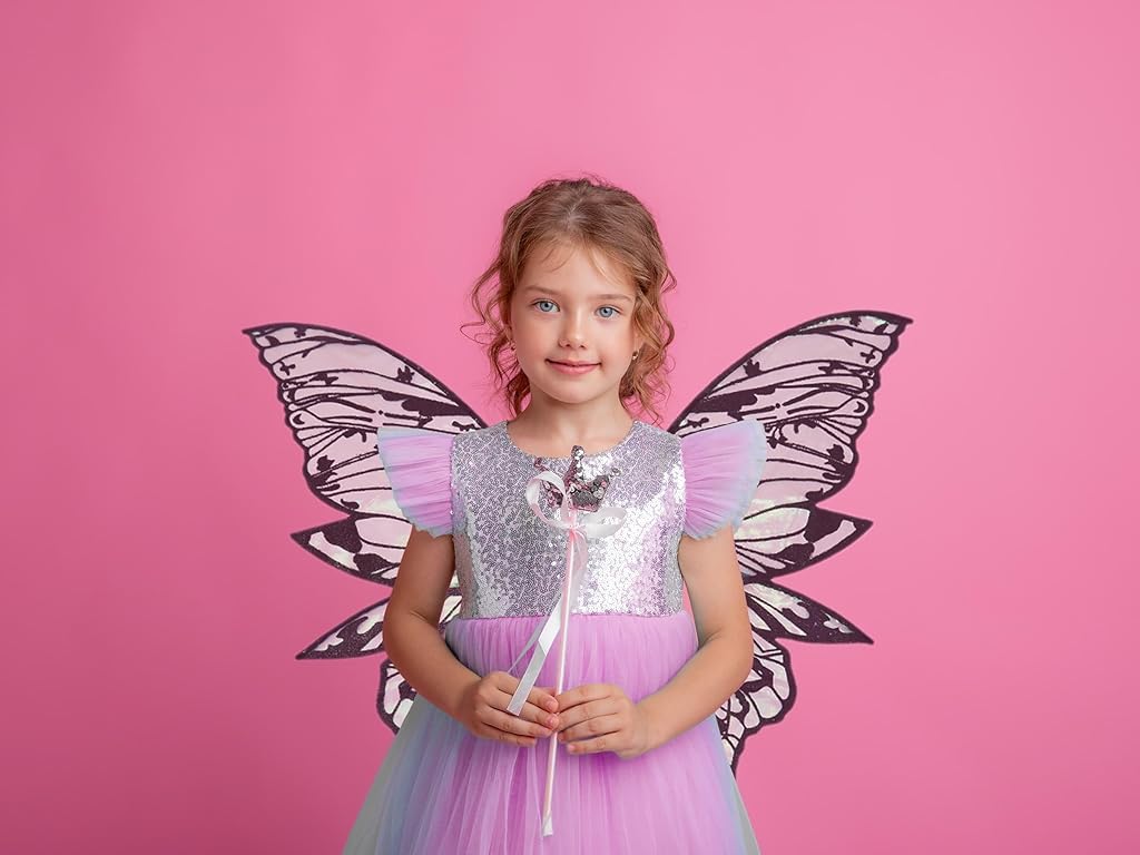 PATPAT® Large Gold Fairy Wings for Adults, Dress Up Sparkling Sheer Wing Butterfly Fairy Halloween Costume Angel Wings for Women