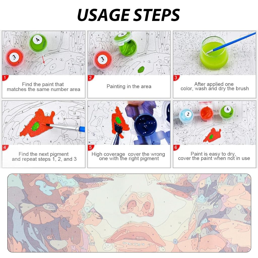 HASTHIP Paint by Numbers Kits for Adults and Kids Canvas DIY Digital Oil Paint Girls and Flowers Wall Decor Paint Modern Home Decor (Frameless 16x20 inch )