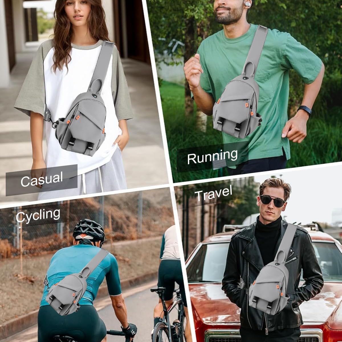 GUSTAVE Chest Bag for Men featuring Dual Zipper Compartments and Handle | Waterproof Nylon 20x11x31 cm Sling for Travel