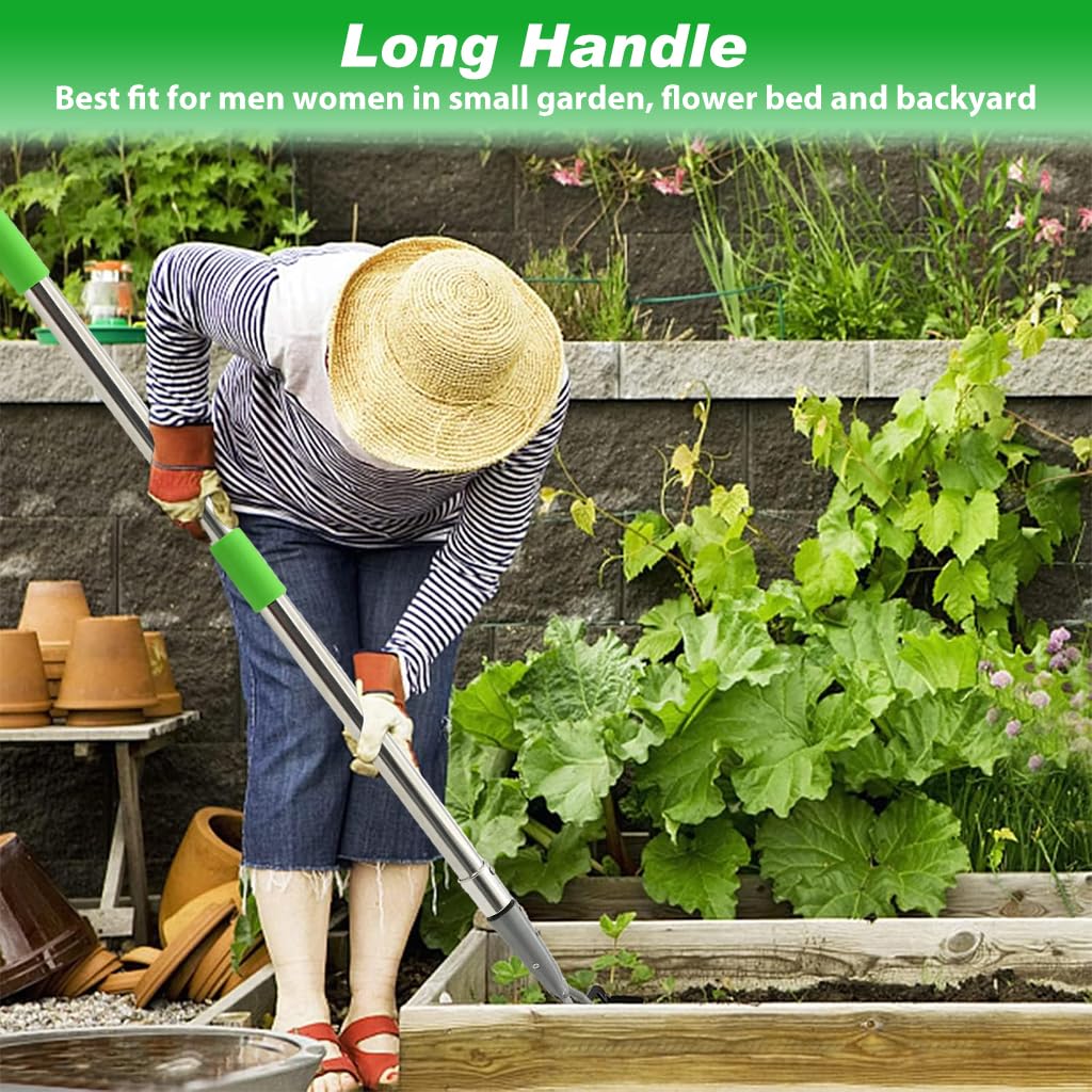 HASTHIP Gardening Grass Puller Tool for Lawn Weed Removal with 1.6 m Long Handle | Metal Hoe