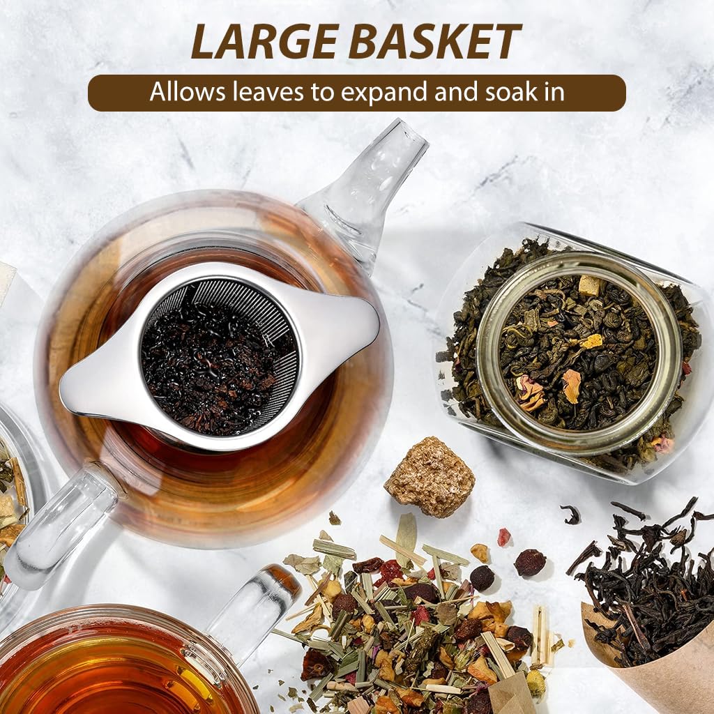 ZIBUYU Tea Infuser for Loose Leaf Tea with Fine Mesh Strainer and Lid | 2PCS Stainless Steel