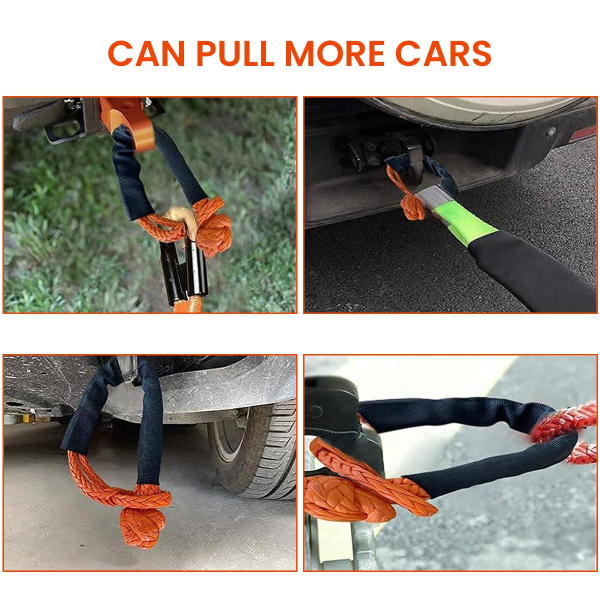 STHIRA Car Soft Shackle for Tow Strap with 37000 lbs Capacity and Protective Sleeve | Detachable Polyethylene Recovery Gear
