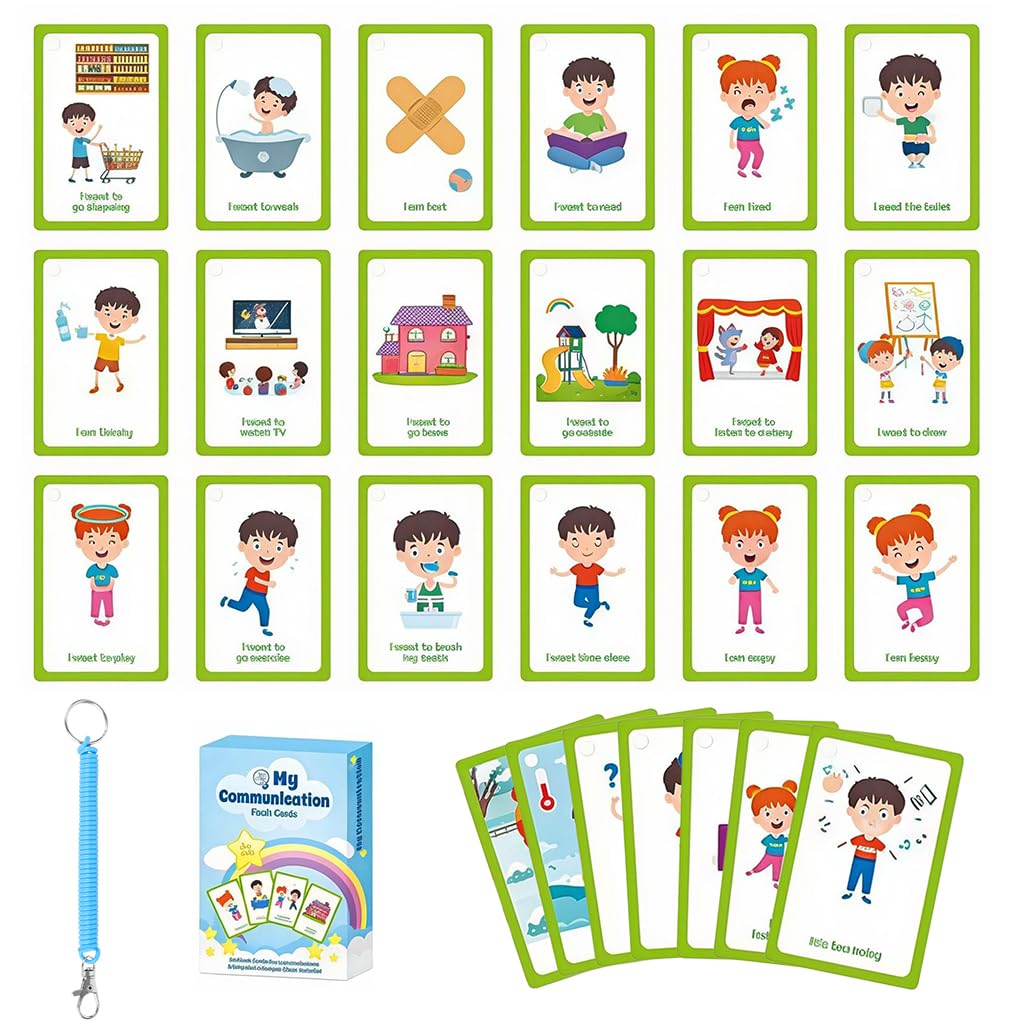 HASTHIP Communication Cards for Special Needs with 32 Flash Cards | Autism Visual Aid