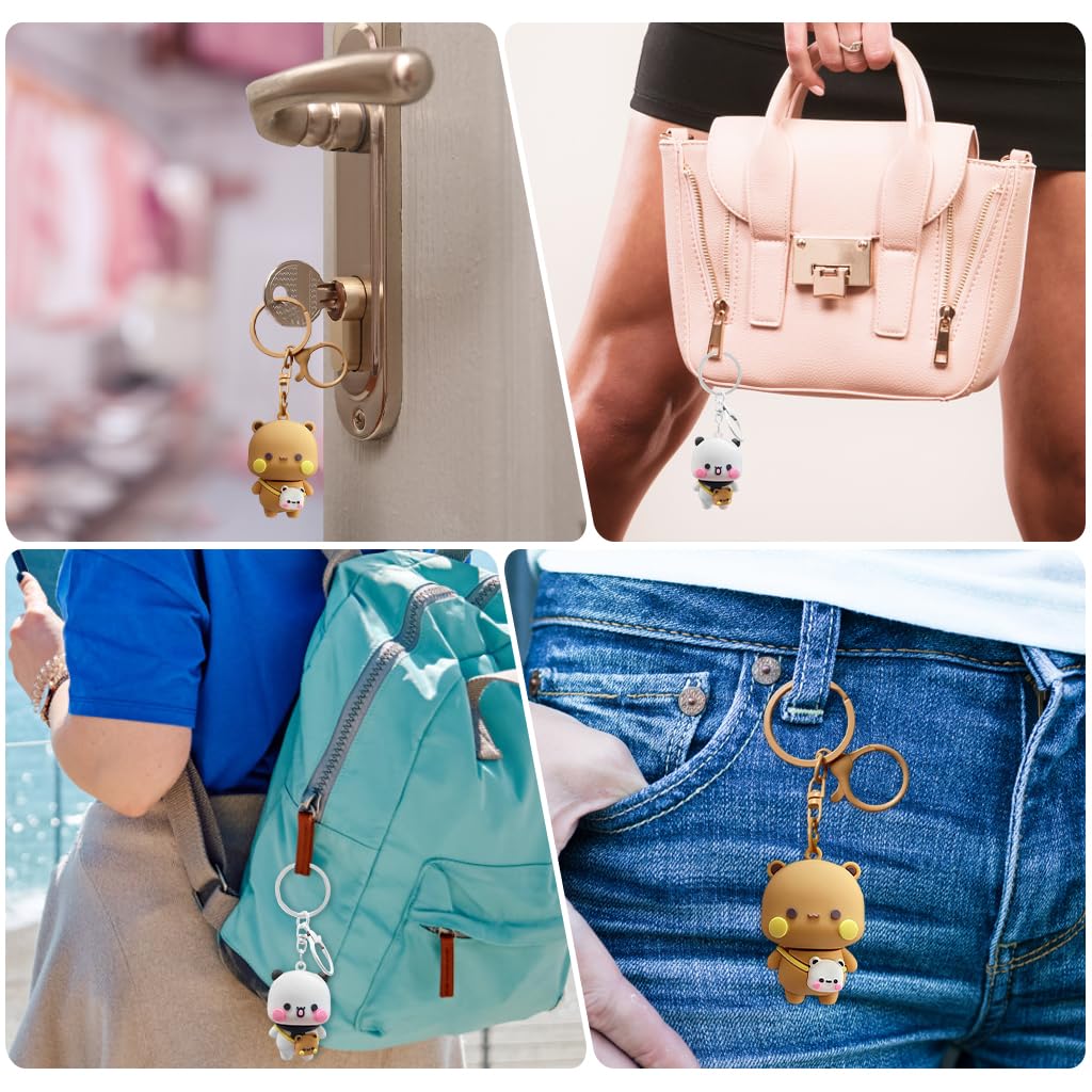 STHIRA Cute Keychains for Couples and Friends with Metal Clasp | 2pcs Resin Bear Charm