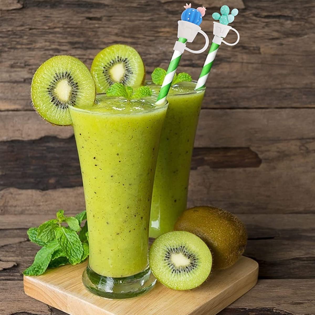 HASTHIP Silicone Straw Tips Cap for 6–8 mm Reusable Straws with Anti-Lost Loop | 6pcs Dustproof Cartoon Lids for Kids