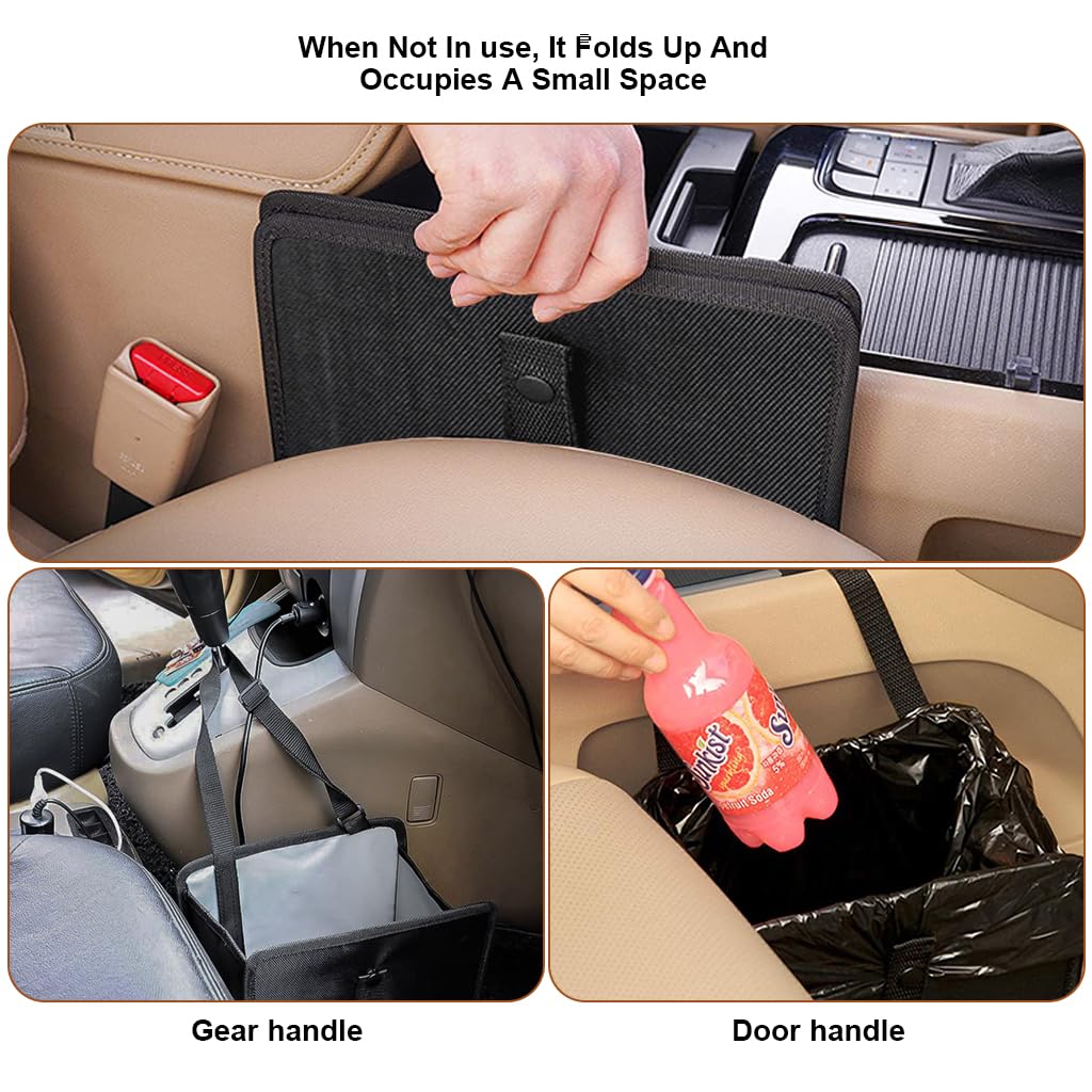 STHIRA® Car Trash Can, Trash Bin Hanging Organizer with Adjustable Hanging Strap, Collapsible Multi-purpose Garbage Bag, Auto BackSeat Waterproof Hanging Bag Waste Container Can (9.05"x5.51"x9.05")