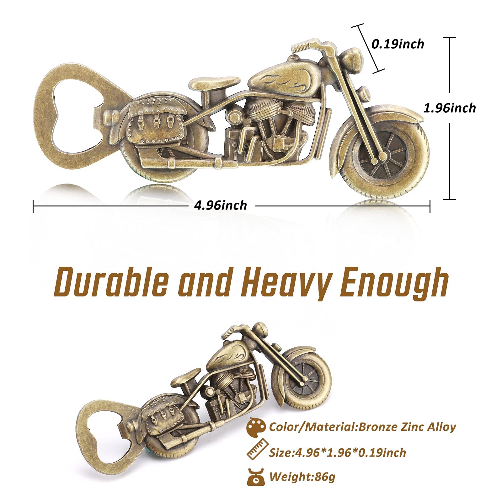 HASTHIP Motorcycle Bottle Opener for Beer with Non Slip Handle and Zinc Alloy Craft | 12.6×5.1×0.5cm Gift for Dad