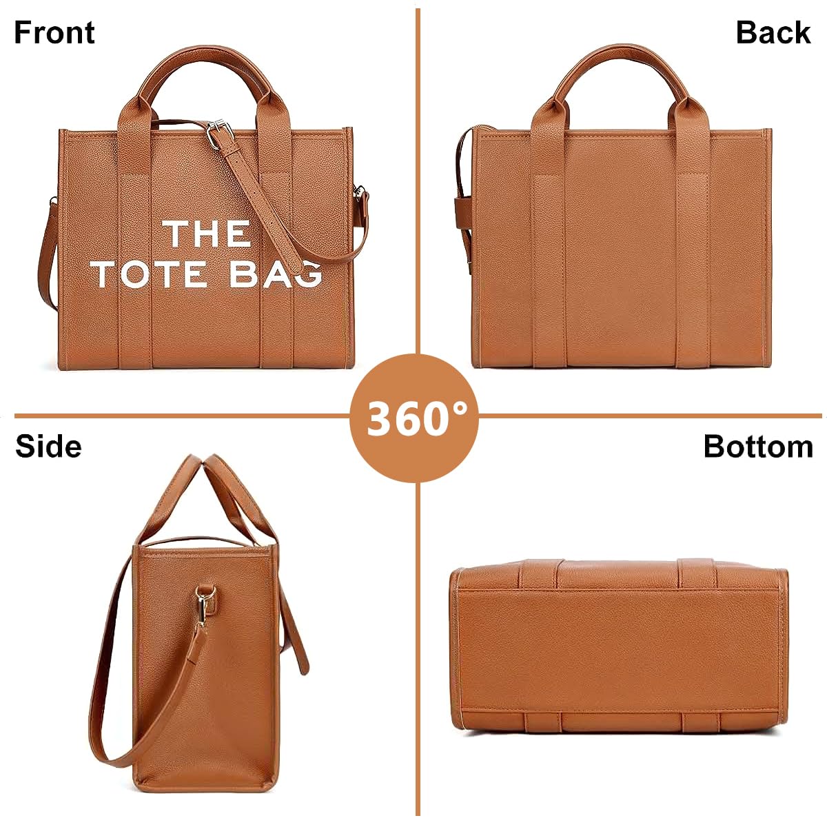 PALAY PU Tote Bag for Women with Detachable Shoulder Strap 27.5×10.5×22cm | 3 PCS Set