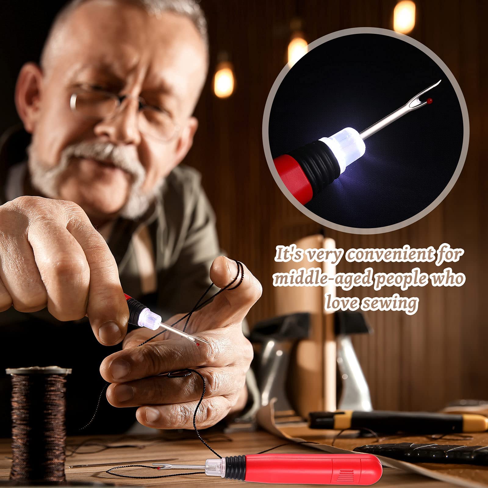 HASTHIP Embroidery Sewing Kit for Crafting with 2 LED Seam Rippers and Trimming Scissors | Stainless Steel Blades for Women