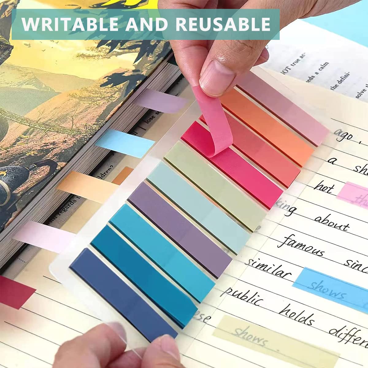 HASTHIP Sticky Tabs for Notebook and Books featuring PET Material and 60 Morandi Colors | 1200pcs Index Notes