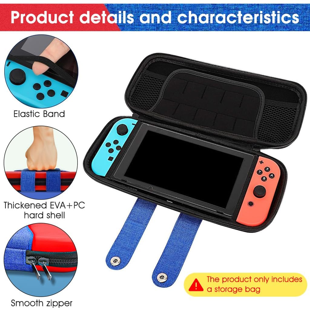ZORBES Carrying Case for Switch and Switch OLED with 10 Game Slots | EVA PU Leather Protection