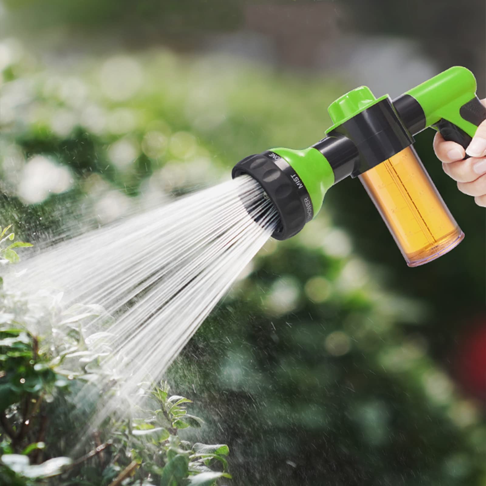 ZIBUYU Mini Foam Water Spray Gun High Pressure 8 Patterns Watering Nozzle Garden Sprayer with Soap Dispenser Foam Washer Gun for Car, Bike, Pets & Cleaning Garden Washing Spray Gun, (Green) - 1