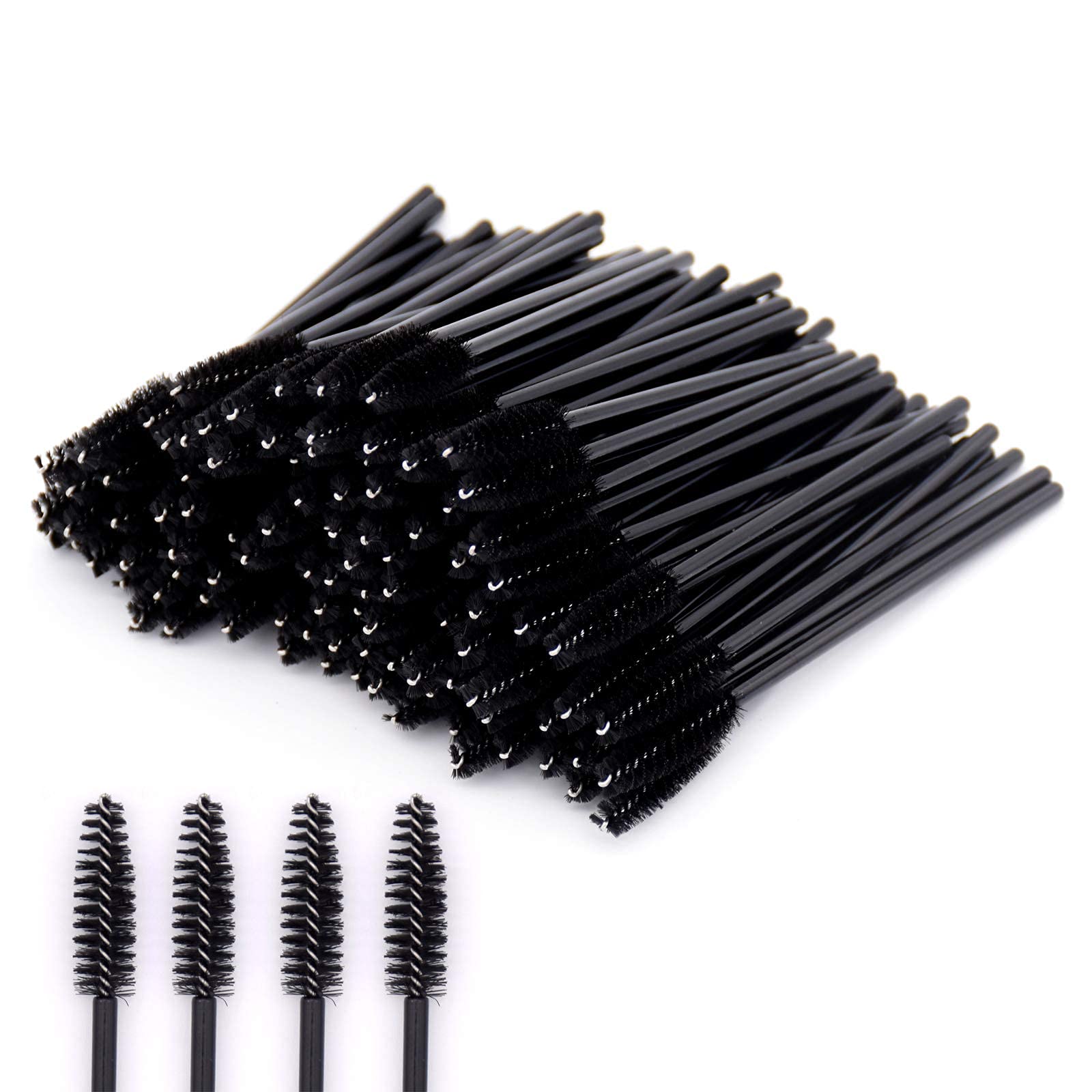 MAYCREATE  50 Pcs Eyelash Brush Mascara Wands Black Eyelash Brushes for Eyelash Extension Eyebrow Applicator Cosmetic Makeup Brush Tool Kits