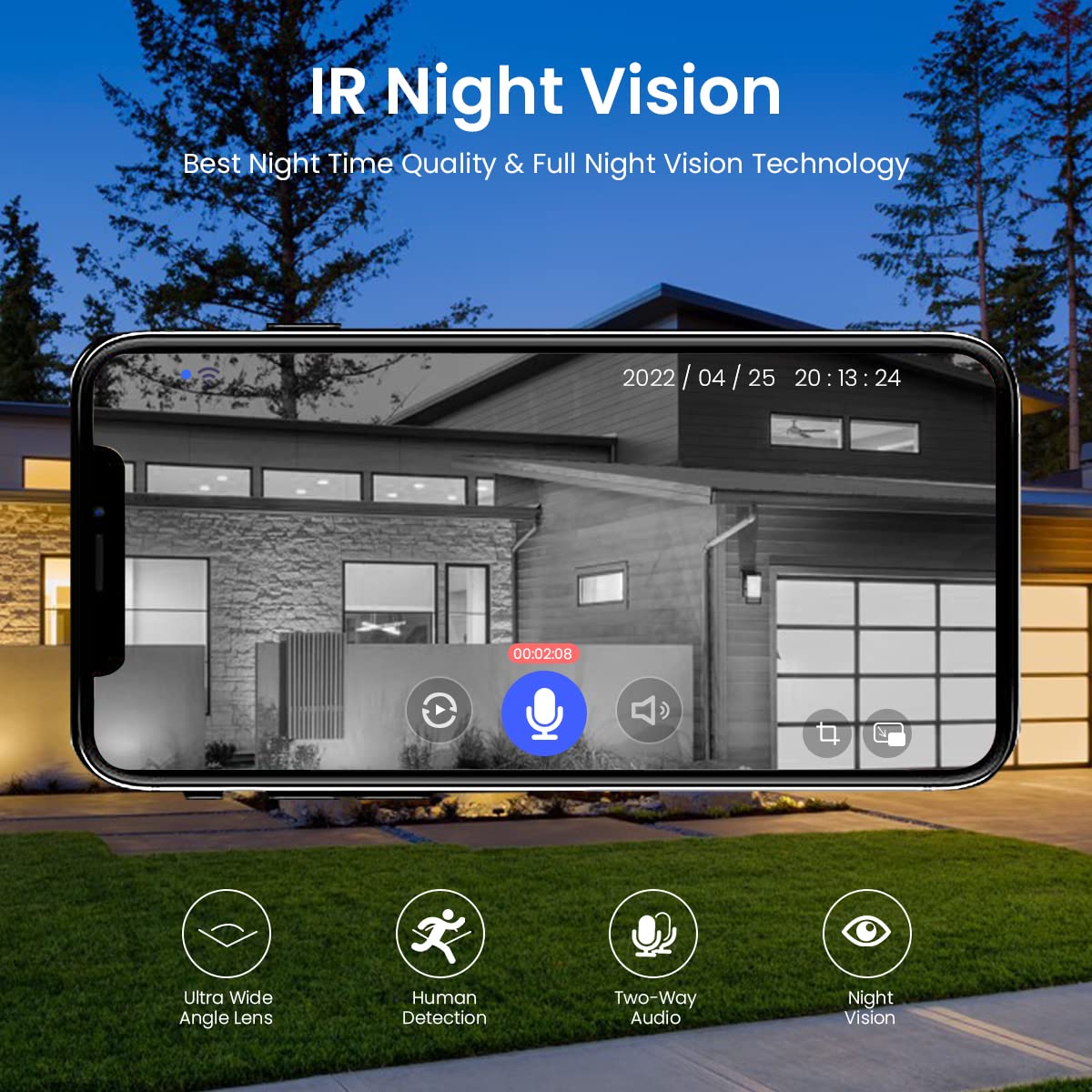 ZORBES Smart Video Door Bell for Home with 140° Motion Detection and 2-Way Audio | IP65 WiFi Security Camera