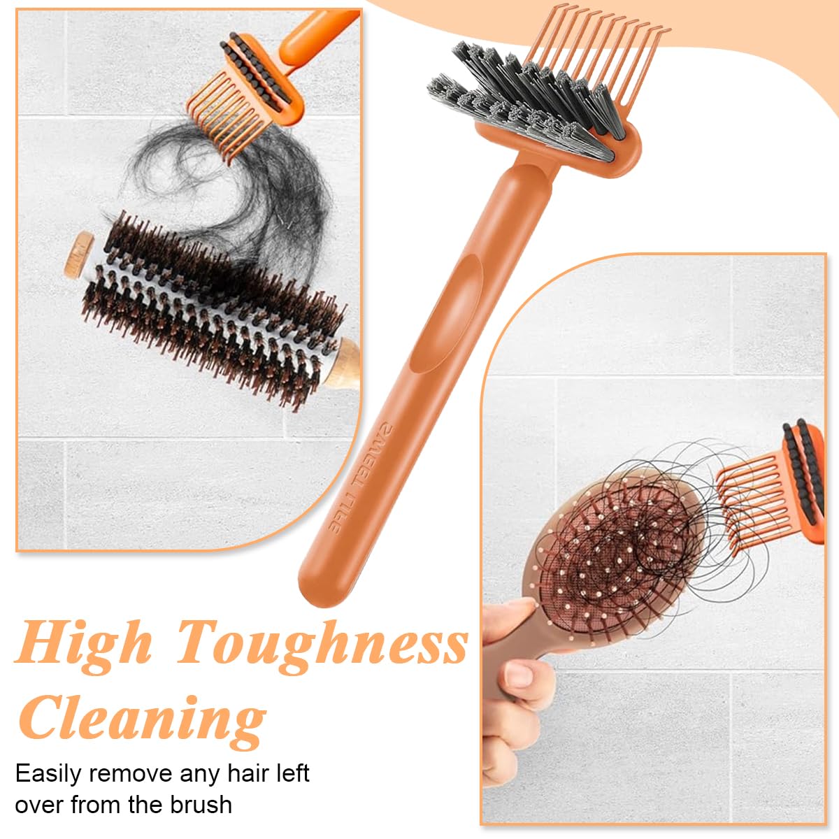 MAYCREATE® Hair Brush Cleaner 2-in-1 Hair Brush Cleaner Tool Hair Detangling Comb Cleaning Brush Tangled Hair Remover Tool Rake for Removing Hair Dust, Home or Salon Use