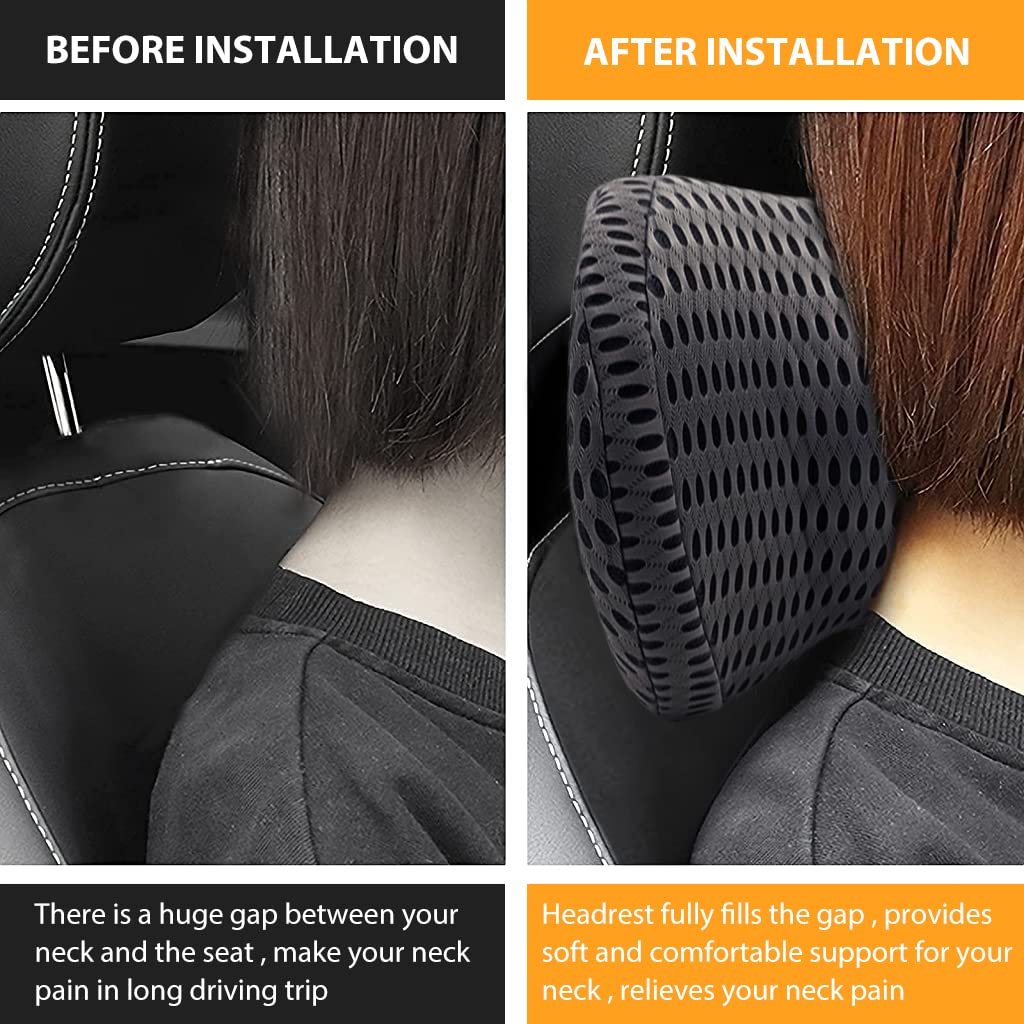 STHIRA Car Neck Rest Pillow for Driving with Adjustable Strap and Ergonomic Curve Design | 30cm Breathable Memory Foam Support