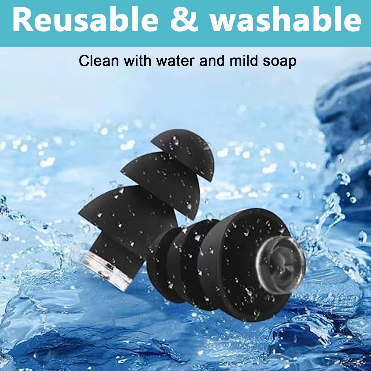 HANNEA Ear Plugs for Sleeping with Triple Layer Noise Reduction | 3 Pairs Soft Silicone Reusable Set