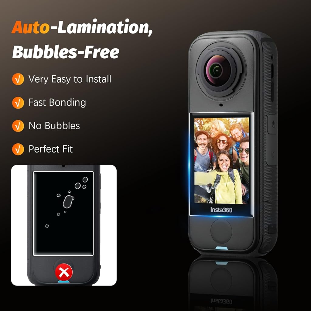 ZORBES® Compatible with 360 X4 Air, Action Camera Screen Protector 9H Hardness HD Clear Tempered Glass, Bubble Free Application, Protective Film for Action Camera Display, Pack of 3