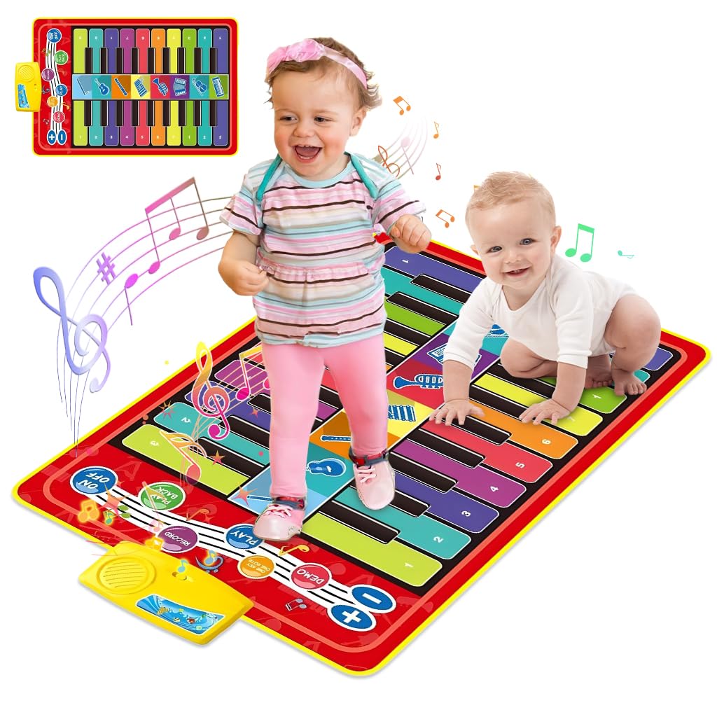 ZIBUYU Piano Keyboard Musical Mat for Kids with 8 Sounds and 6 Modes | 39.37x12.6 in Play Mat
