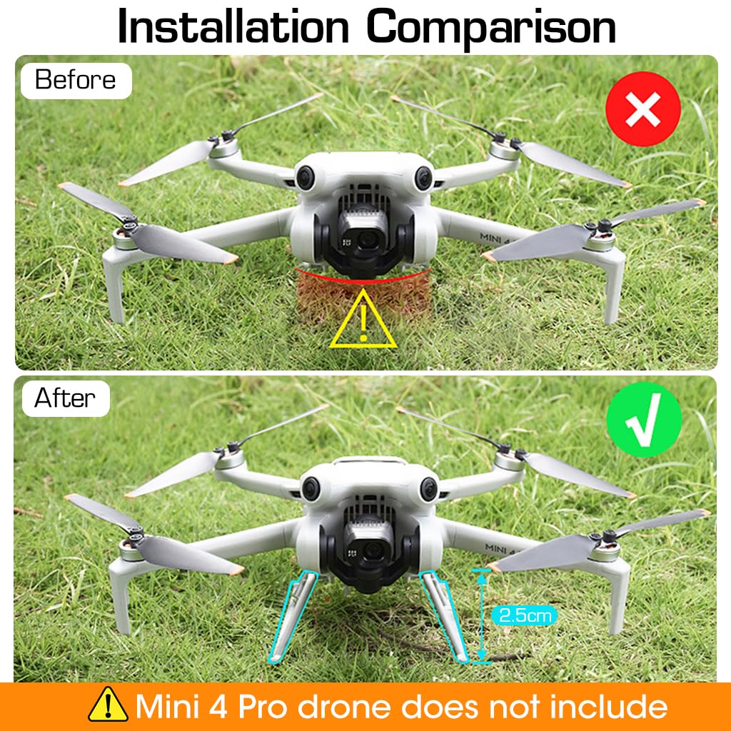 ZORBES Landing Gear for DJI Mini 4 Pro with 25mm Lift and Foldable Quick‑Release Design