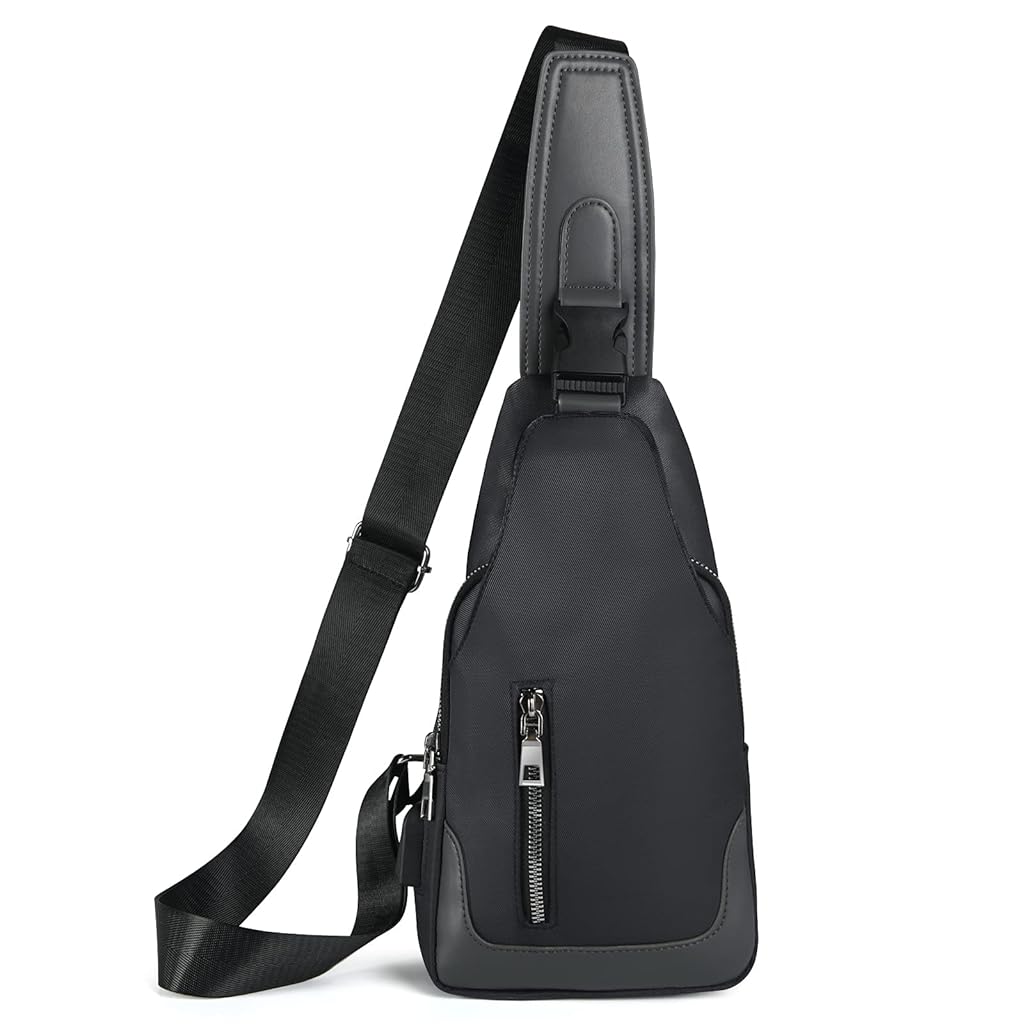 GUSTAVE® Crossbody Bagpack Sling Bag for Men Women Shoulder with Cable Vent Adjustable Strap for Commuting Travel Outdoor Activities Cycling Black 2PCS