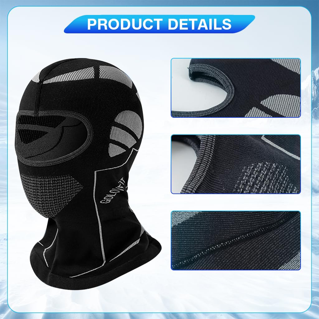 PROBEROS Balaclava Face Mask for Winter Riding with 3D Airflow Mesh | 2 PCS Black Grey