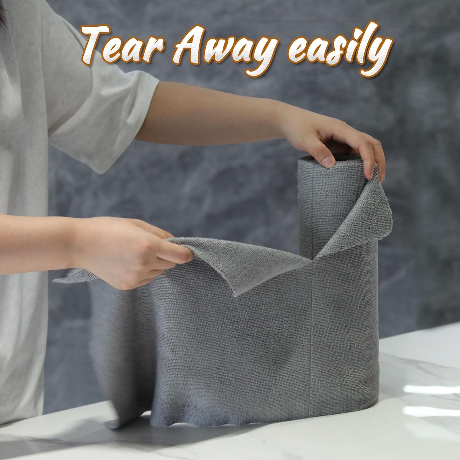 HASTHIP Microfiber Cleaning Cloth Roll for Kitchen Use with 60pcs Tear Away Towels | Reusable and Washable