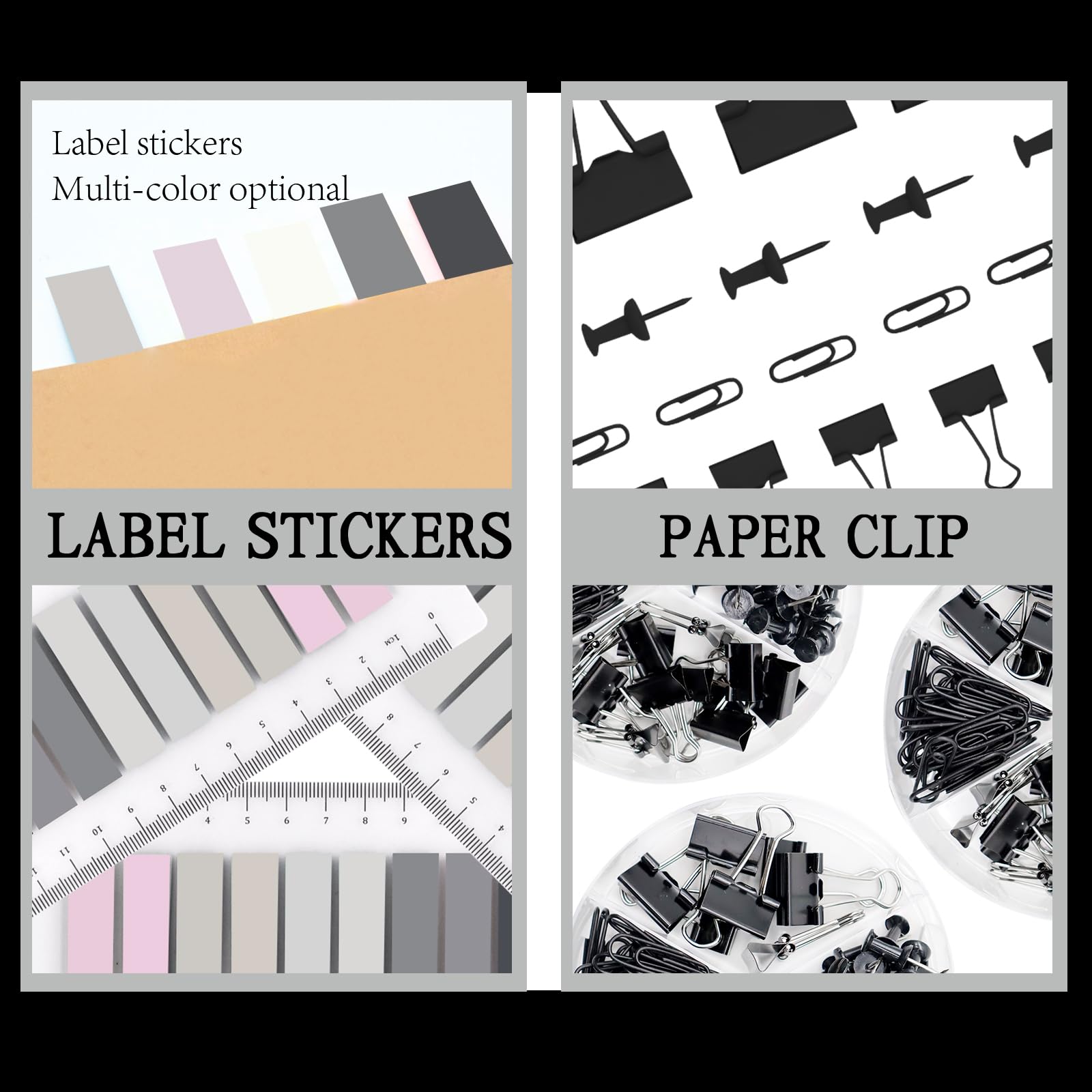 Climberty Desk Accessories Set for Office School and Home with 6.29 in Stapler & 1000 Staples | Compact Black Stationery Kit