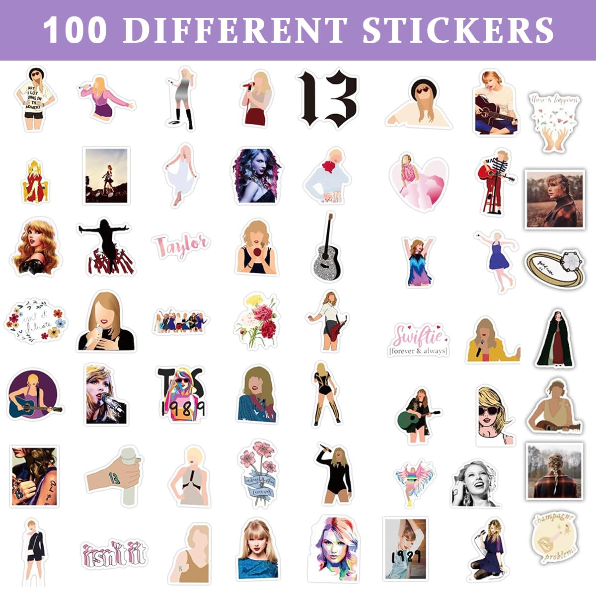 HASTHIP Taylor Swift Stickers 100 pcs for Laptop and Water Bottle with Waterproof Vinyl | Gift for Swiftie Fans