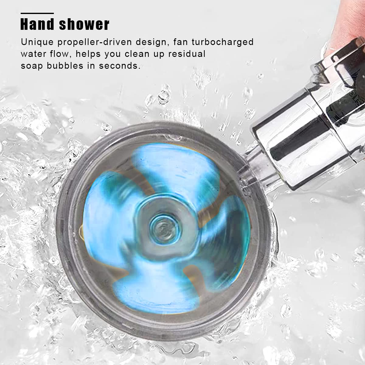 HASTHIP Hand Shower for Bathroom with 360° Rotating Turbocharged Flow and 26×7.8 cm Design | Water Saving Pause Switch and Dual Filter Cotton
