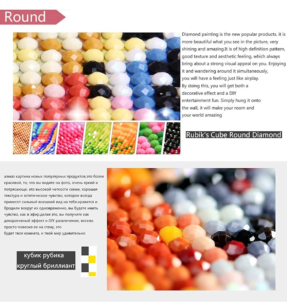 HASTHIP® 5D Diamond Painting Kit 40 * 50cm Full Drill Rhinestone Embroidery Pictures for Adults Kids Relaxation Home Wall Decor Multi-Color 4 3PCS