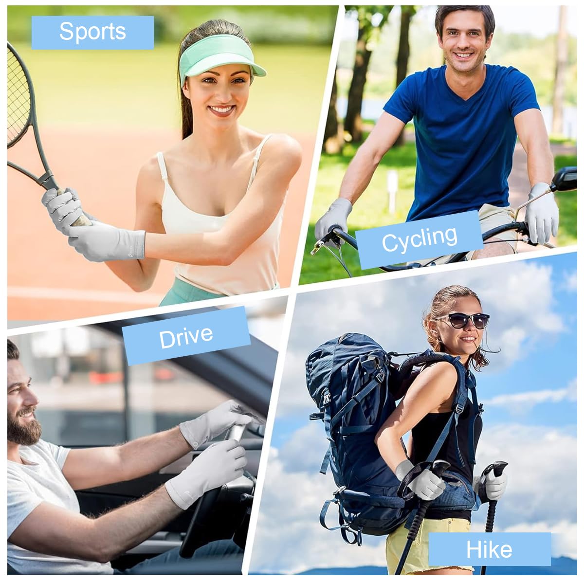 PALAY Ice Silk Gloves for Driving and Cycling featuring Anti-Skid Palm and UPF 50+ Grey