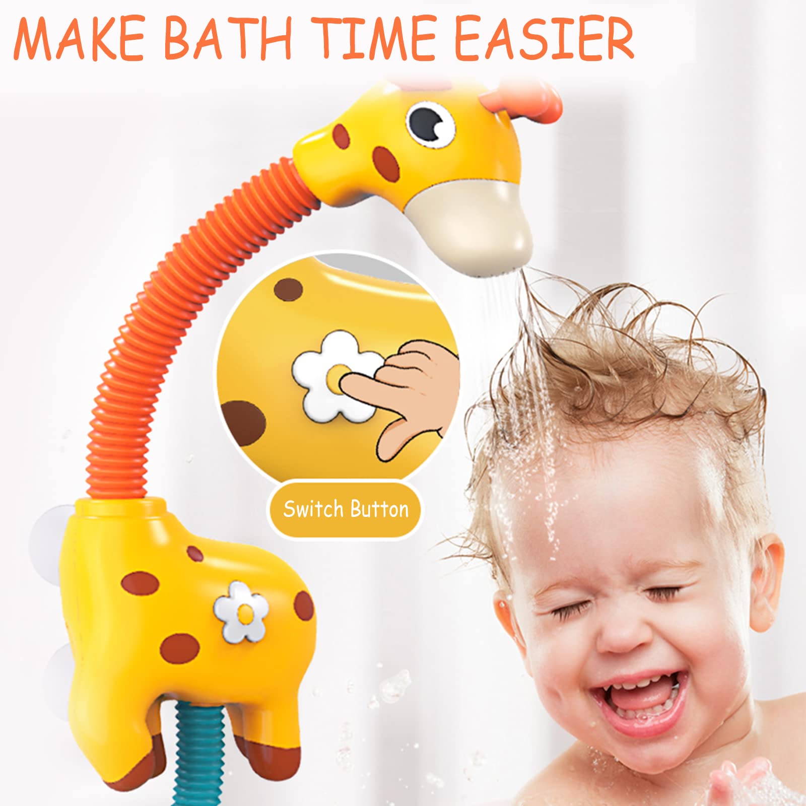 PATPAT Baby Bath Tub Toy Electric Shower Head Toy Cartoon Giraffe Bath Shower Toy Baby Bath Toys Cute Sprinkler Bathtub Toy for Boys Girls Kids Gifts