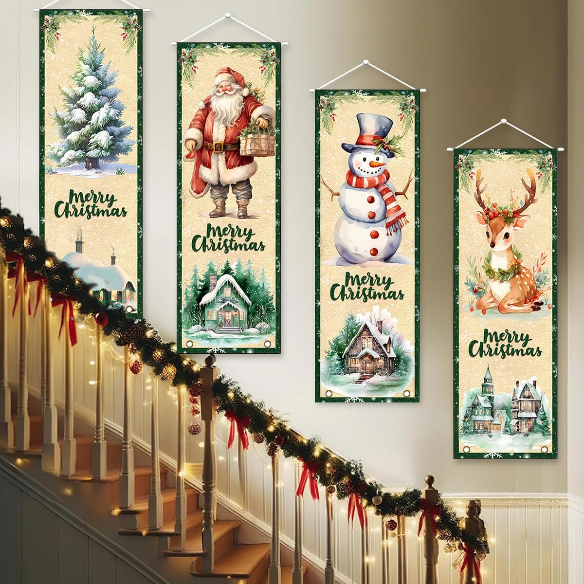 HASTHIP Christmas Banners for Porch or Wall with 40x120 cm Size and Hanging Grommets | 300D Oxford Cloth Decor