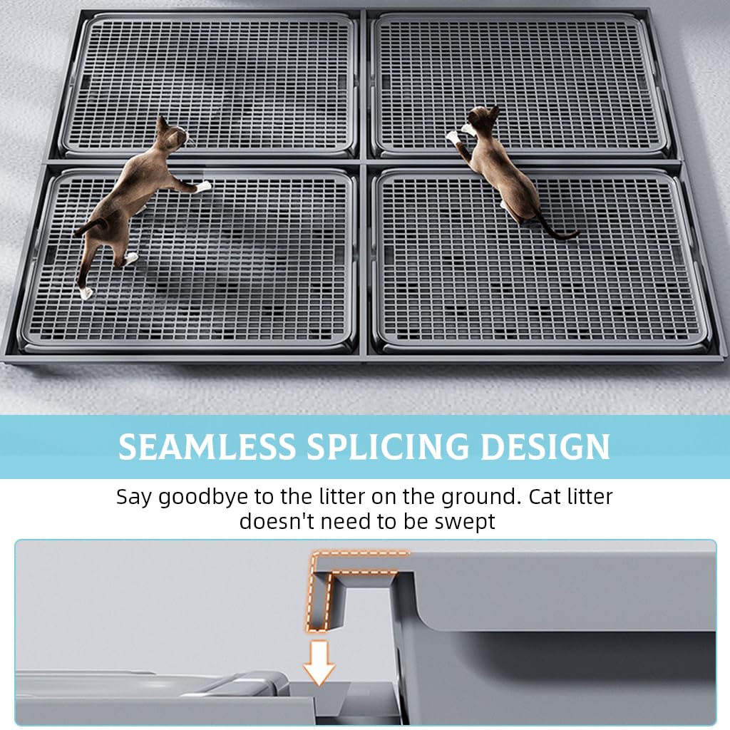 Qpets Cat Litter Tray for Home Use featuring Dual Layer Mesh Grid 42cmx28.5cm Design