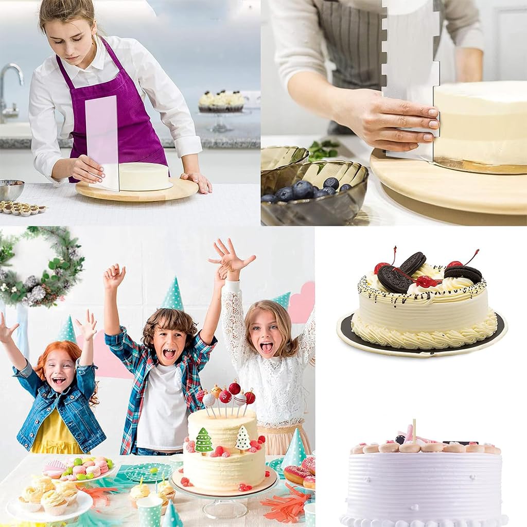 HASTHIP Cake Scraper Set for Icing with 7 Textured Edges and 9.4×3.9 in Comb Size | Food‑Grade Tool