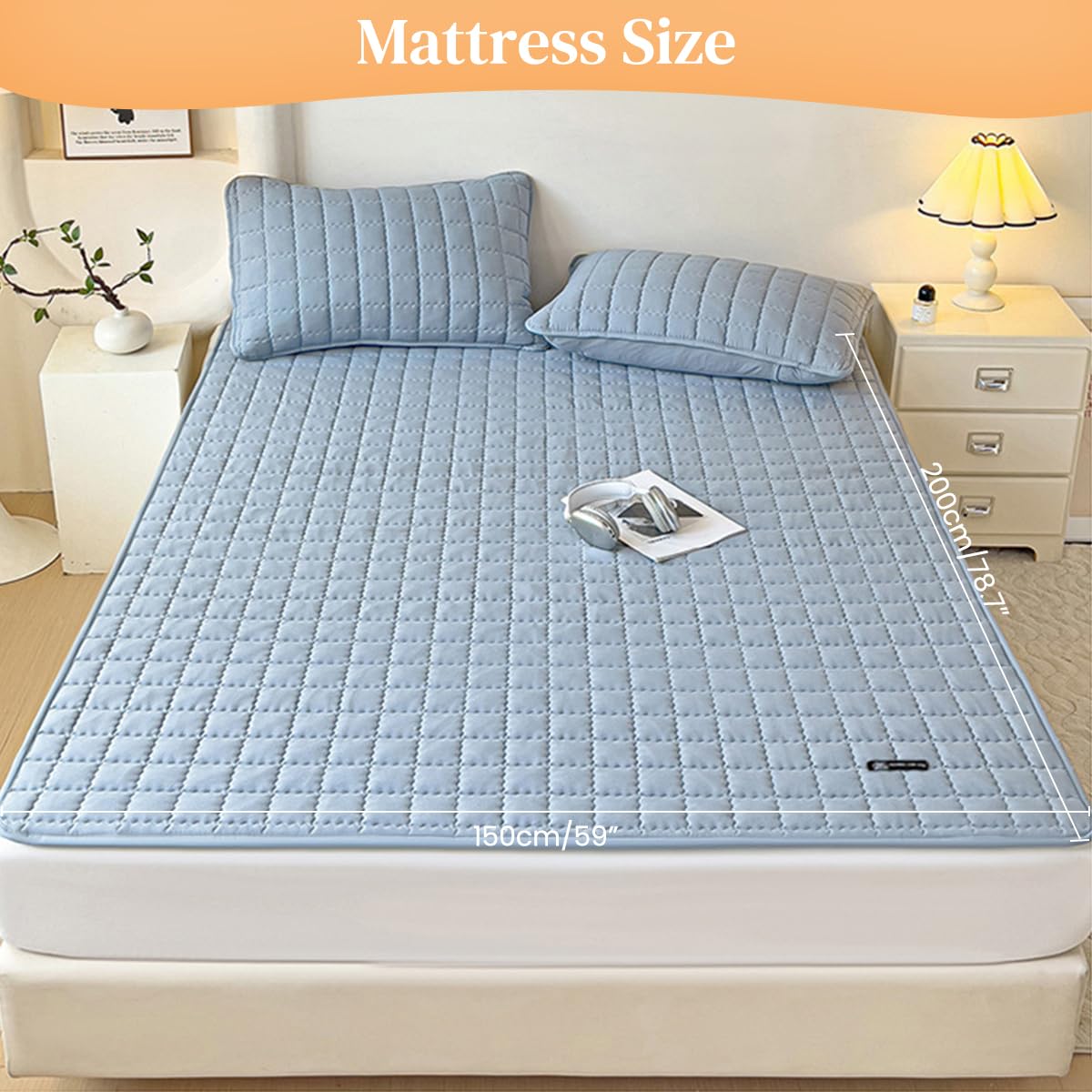 HASTHIP Thin Bed Mattress 59x78 in for All Season Comfort with Elastic Corner Straps | Waterproof Cotton Sheet