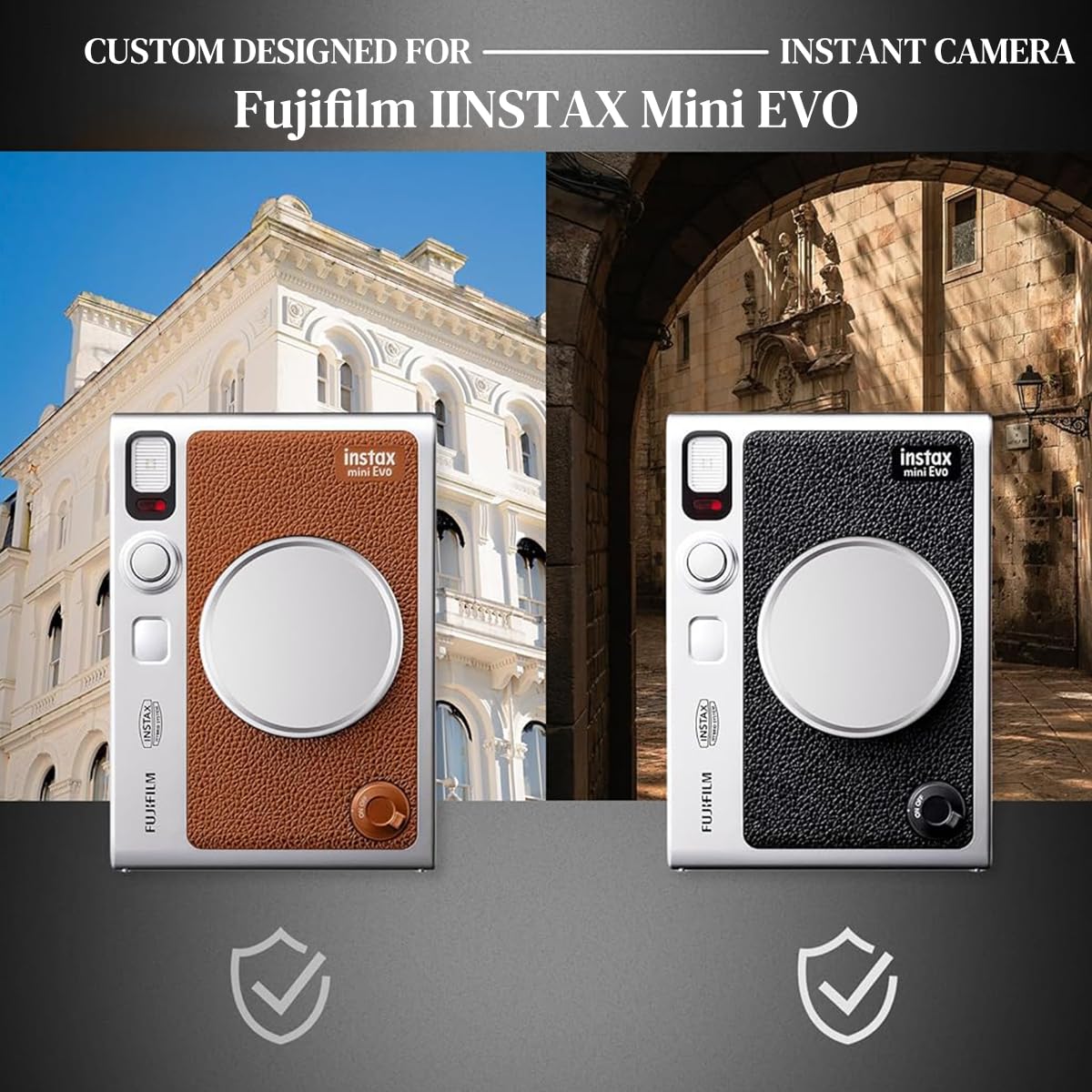 ZORBES Lens Cap for Fujifilm Mini Evo featuring Aviation Aluminum Alloy & Flannel Liner 2PCS