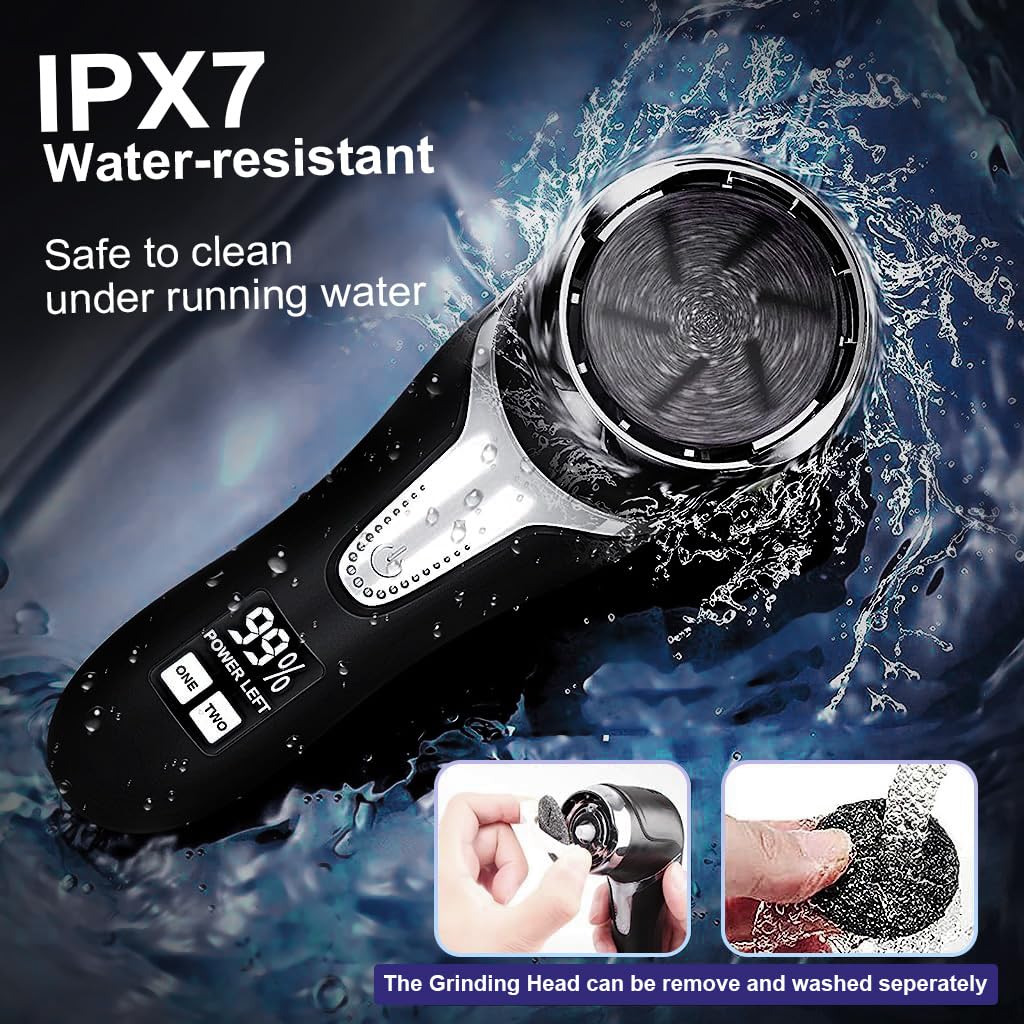 HANNEA Electric Callus Remover for Feet with 2 Speed 2200RPM Motor and LCD Display | USB Rechargeable IPX7 Waterproof Pedicure Kit