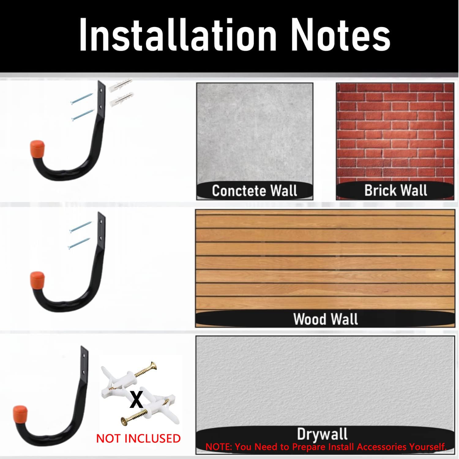 Serplex Garage Hooks for Wall Storage with Screw Mount Design and 40 LB Load Capacity