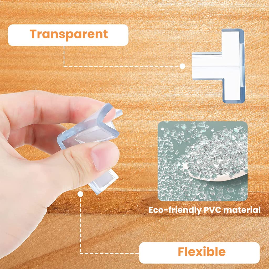 SNOWIE SOFT 10pcs T-Type Safety Table Corner-Acrylic Protector Self-Adhensive Three Edges Table Corner Guard for Table, Furniture,Sharp Edges Baby Anti-Collision Corner Guard Proofing Corner Guards