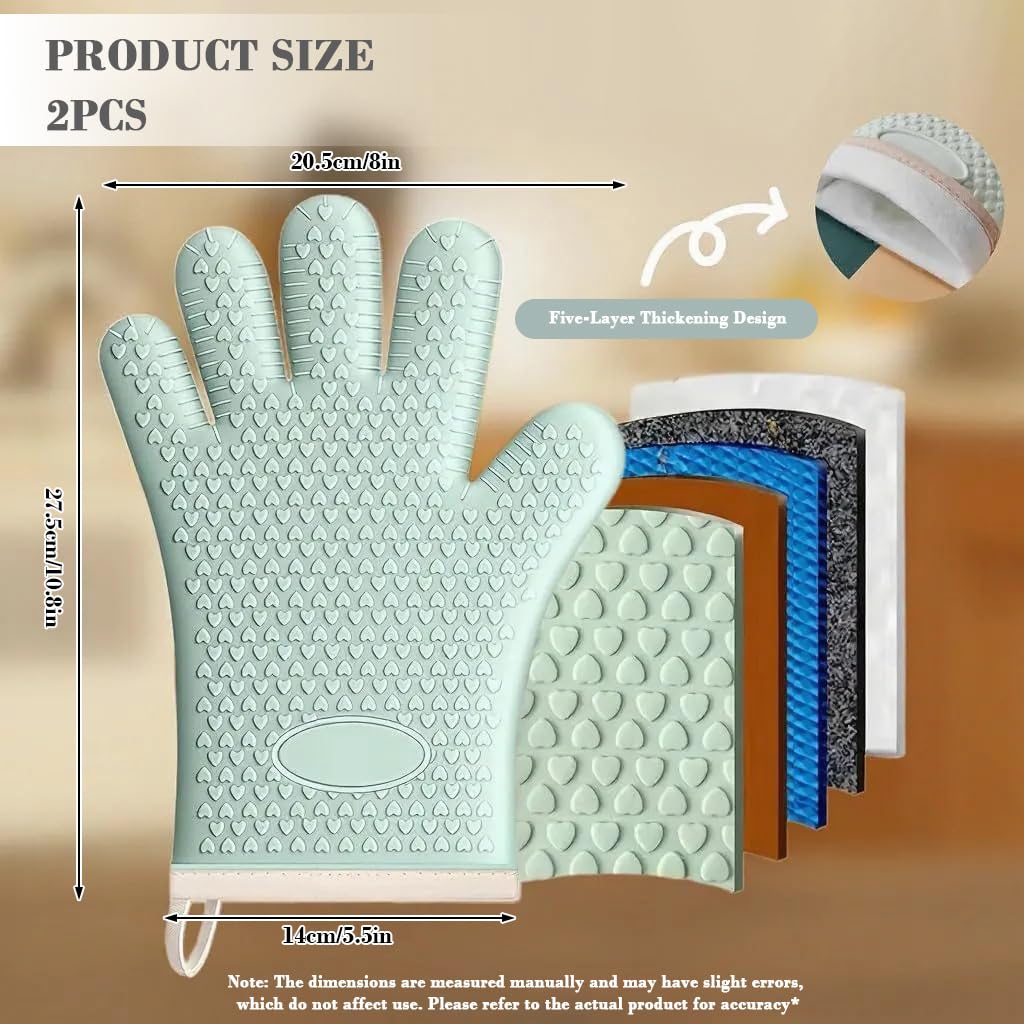 Supvox Oven Mitts for Cooking and Baking with Cotton Liner and Anti Slip Texture | Heat Resistant Silicone One Size Fits All