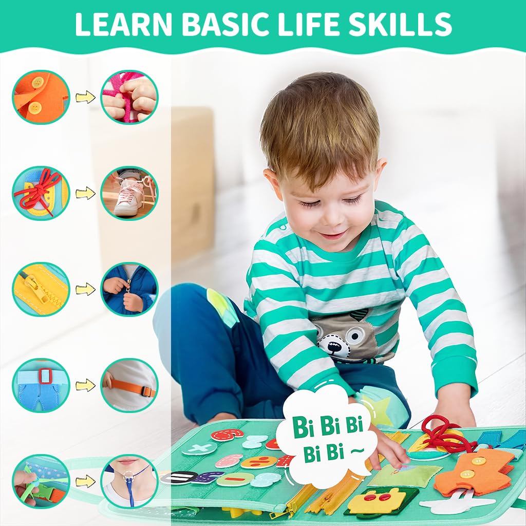 SNOWIE SOFT Farm Montessori Busy Board for Toddlers 1–3 with 4 Activity Pages | Travel Toy