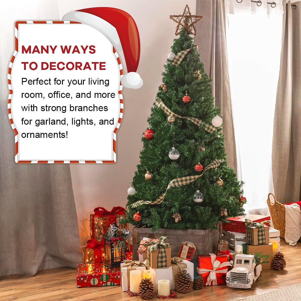 PATPAT Christmas Tree for Home Decor with 550 Branches and Sturdy Metal Stand | 180cm Evergreen