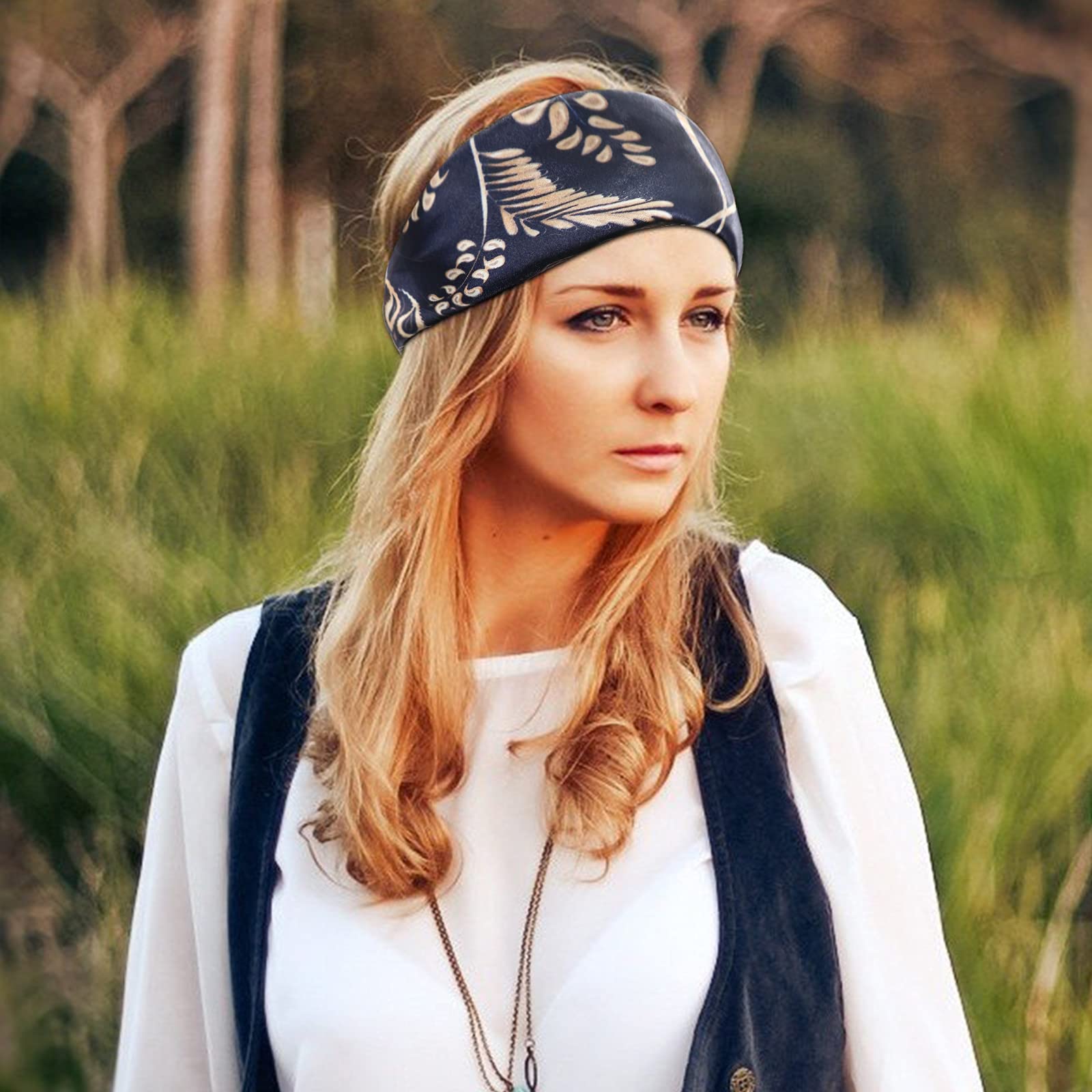 PALAY Women Satin Silk-Feel Scarf 35x35 for Hair and Head Wrap | Jacquard Print Navy Blue