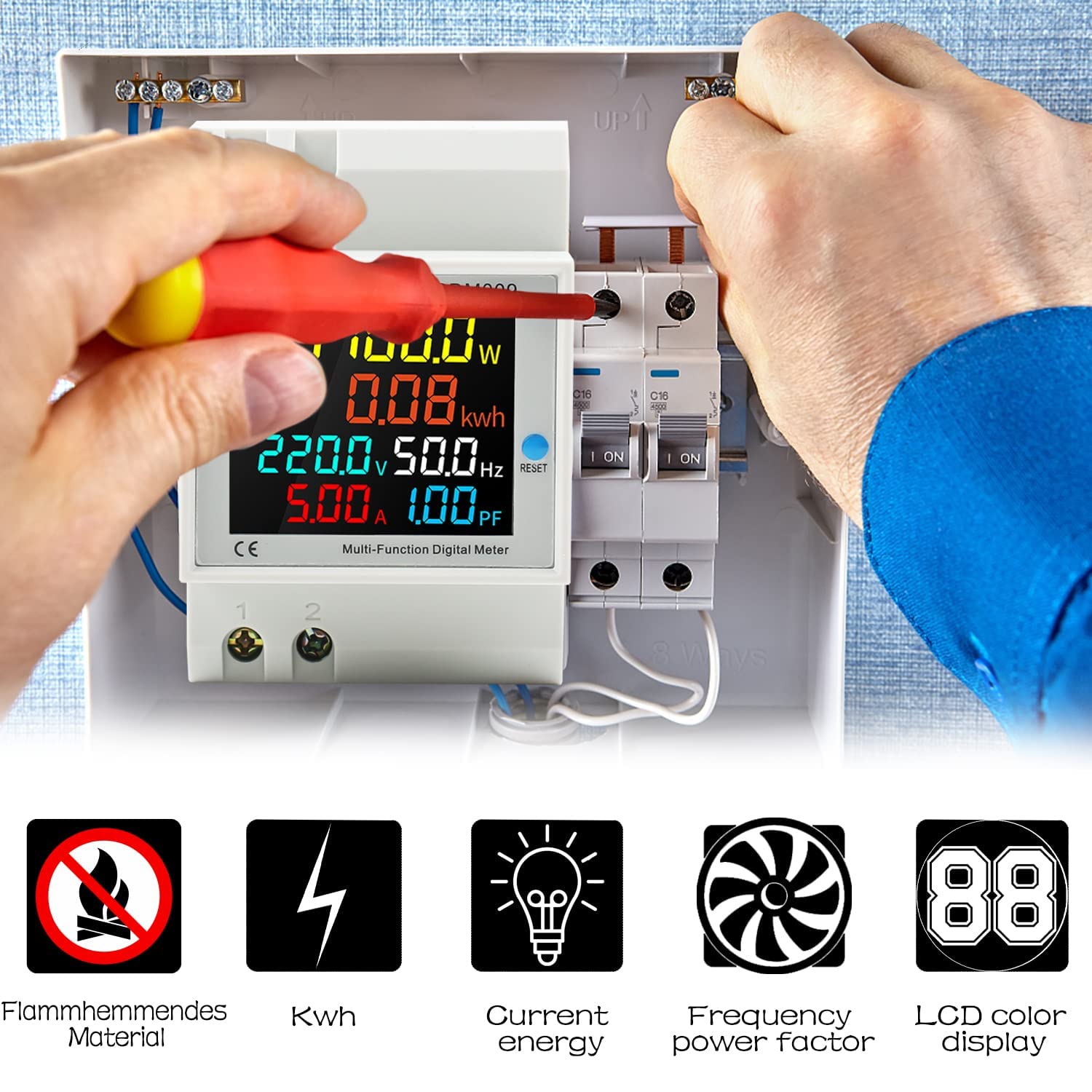 Serplex Energy Meter for Home and Industrial Use with LCD Display 40–300V 100A | ABS Housing