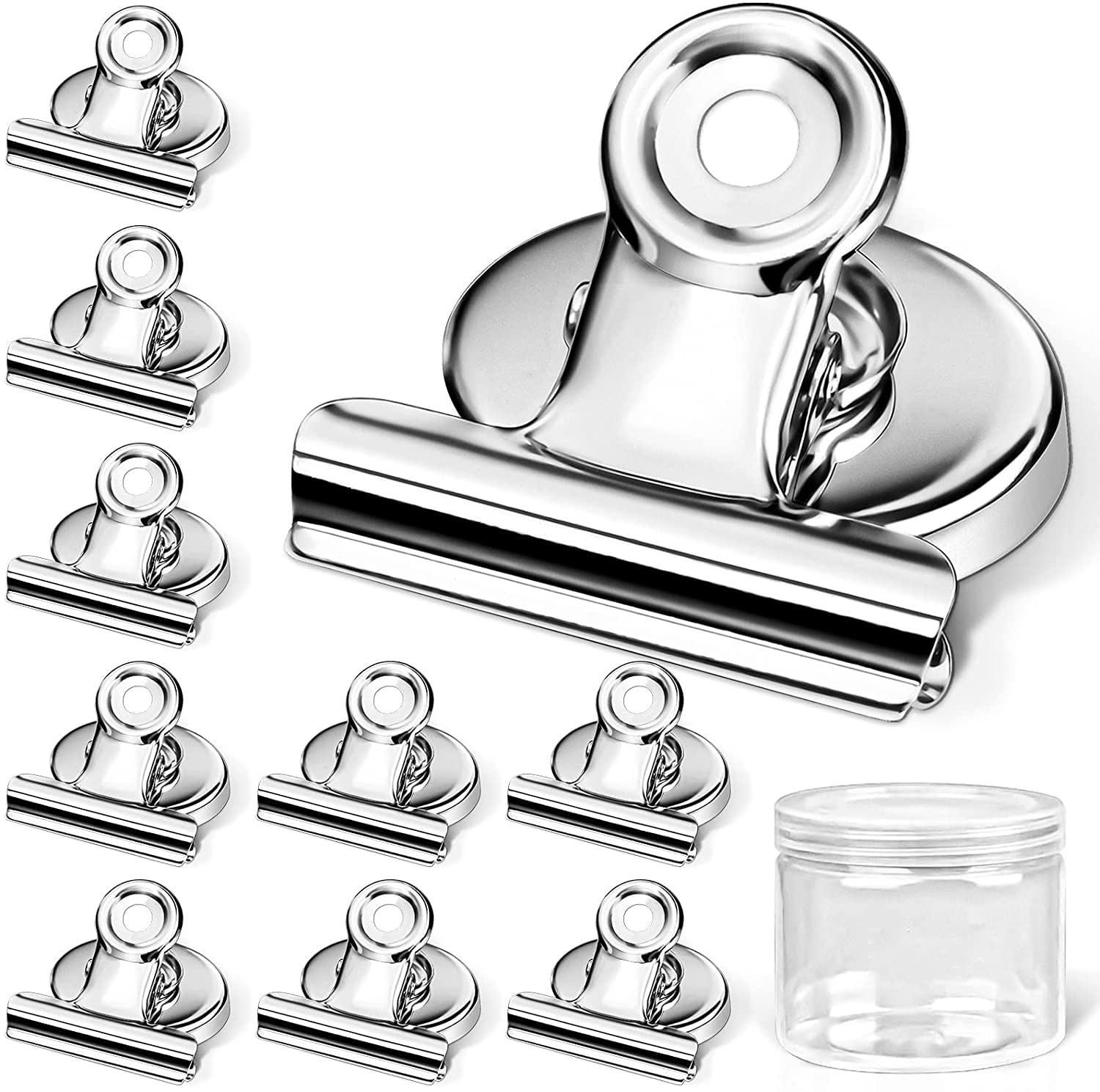 Supvox Magnetic Clips, 10 Pcs Strong Refrigerator Magnetic Hook Clips with Anti-Scratch Sticky Pads Included, Fridge Freezer Magnets Office Whiteboard Paper Photo Magnets for Office School Home