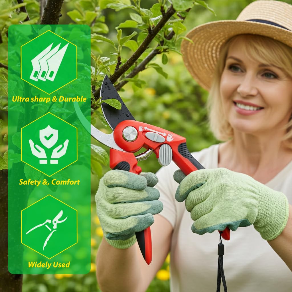 HASTHIP Bypass Pruner for Plants and Flowers with Spring Loaded Mechanism and SK5 Steel Blades