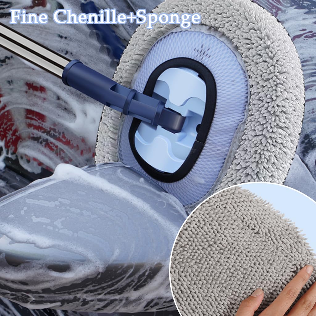 STHIRA Car Washing Mop for Cars and Windows featuring 180° Flexible Head with 45–58 in Telescopic Stainless Steel Rod