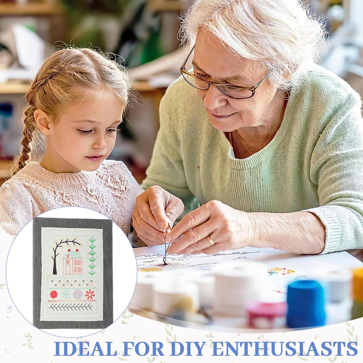 HASTHIP Embroidery Stitch Fabric Book for Learning with Visual Samples | DIY Guide for All Skill Levels